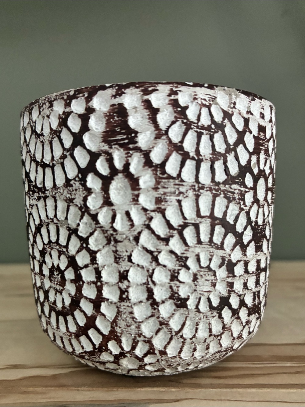 Small Succulent White and Brown Textured Ceramic Planter